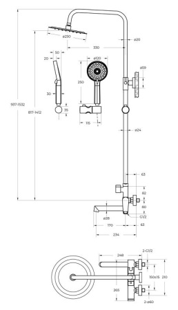 Душевая система BelBagno UNIQUE-VSCM-CRM